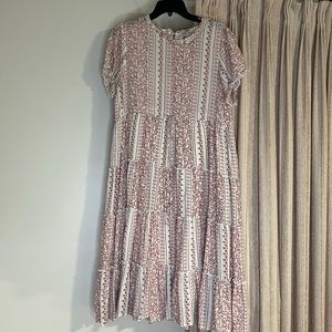 Red and white floral dress